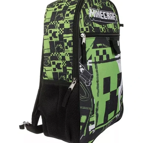 NWT‎ Bioworld Boys Minecraft Backpack Set Creeper with Lunchbox & Accessories - Picture 3 of 5
